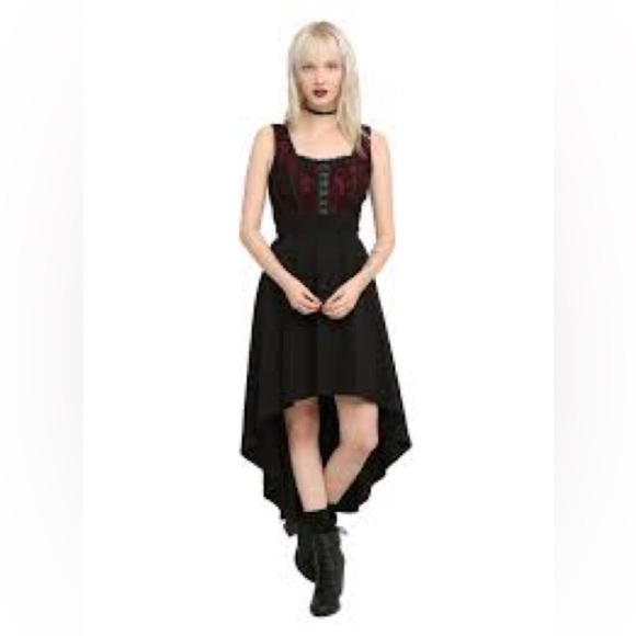 Royal Bones Black and Red High Low Corset Top Dress Size Large Goth Vampire - Picture 2 of 8